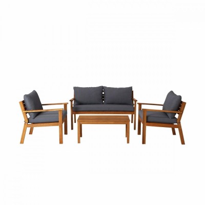 Set mobilier gradina modular Denya, lemn, canapea cu masa cafea si 2 fotolii foto