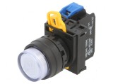 Comutator acţionat prin apăsare 22mm POZ.I stab: 1 NO albă - Comutator de acţionare prin apăsare 22mm