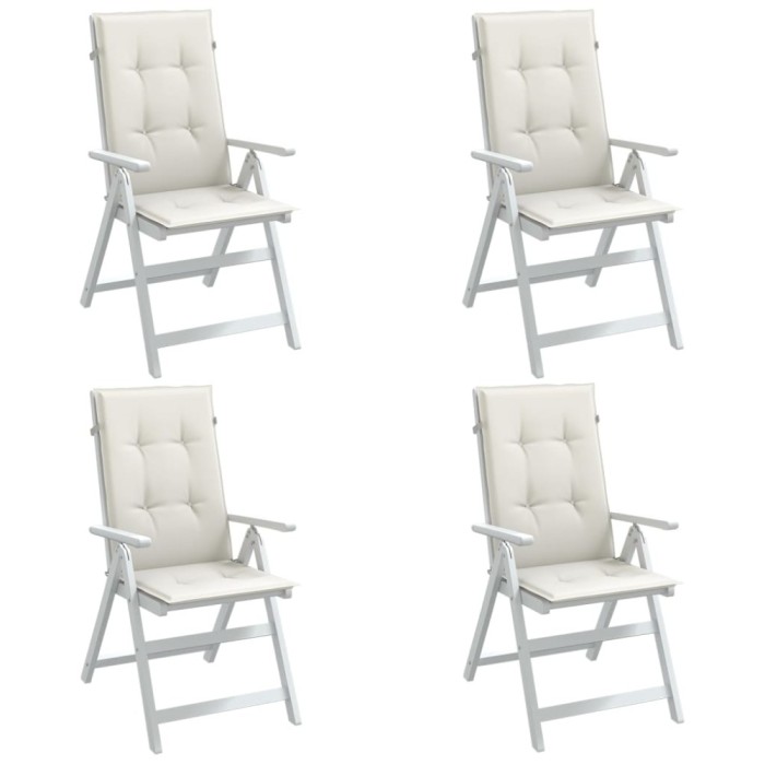 Perne scaun spătar &icirc;nalt, 4 buc. melanj crem 120x50x4 cm textil