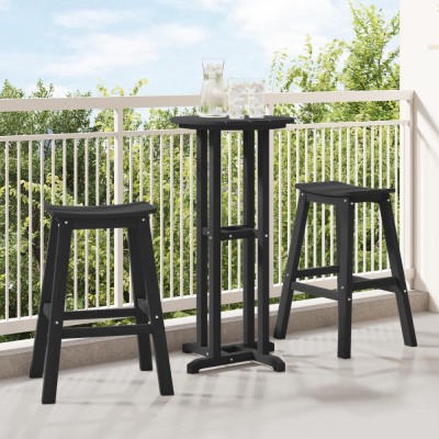 vidaXL Taburete Bar 2 pcs Negru HDPE foto