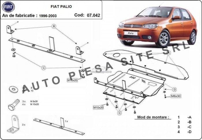 Scut metalic motor Fiat Palio fabricat in perioada 1996 - 2003 APS-07,042