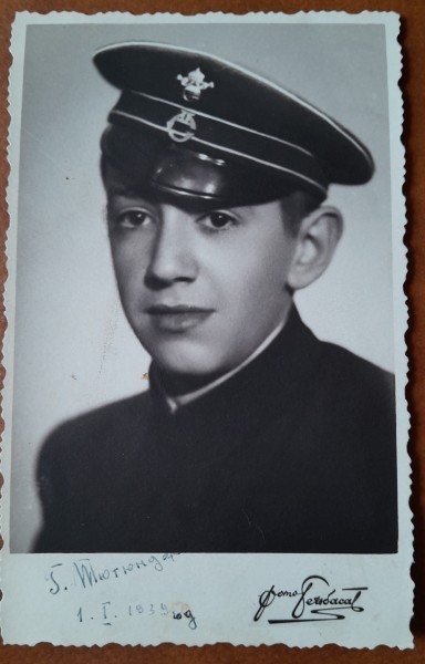 Fotografie tip carte postala, tanar militar, 1939
