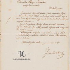 HST 57S Scrisoare oficiala semnata olograf comite Zarand Dimitrie Ionescu 1868
