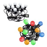Ghirlanda Luminoasa 10m, 10 Becuri LED E27, Multicolor/Alb Cald, Exterior/Interior, IP44, 220V
