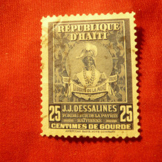 Timbru Haiti 1942 - J.Jacques Dessalines - militar , val.25C stampilat