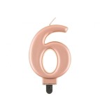 Lumanare aniversara model cifra, roz auriu metalic, 8 cm-Tip Cifra 6