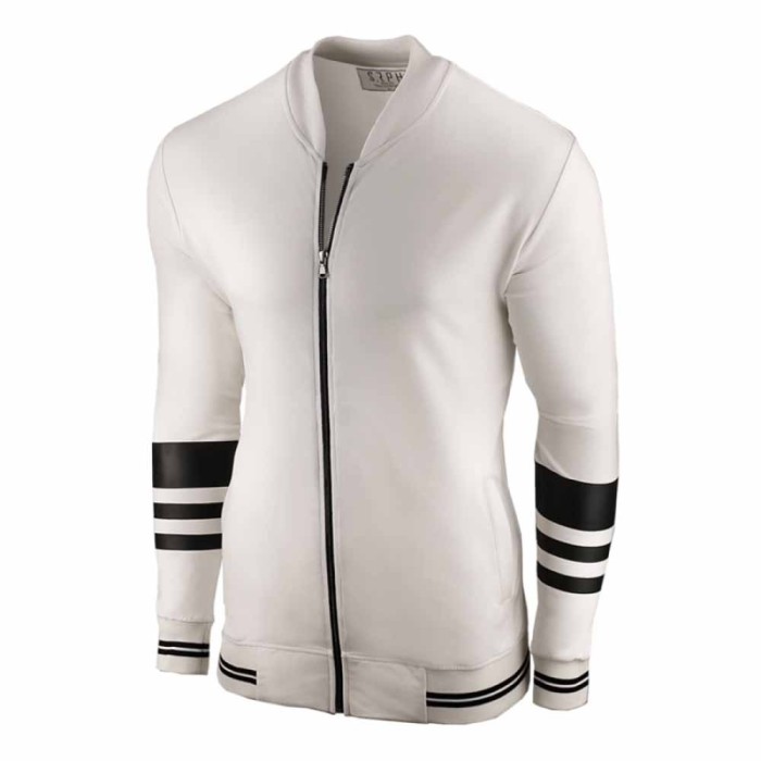 Bluza pentru barbati alba cu fermoar. slim fit Autumn Edition Bluza pentru barbati alba cu fermoar. slim fit Autumn Edition
