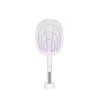 Paleta electrica anti-insecte, cu stand de incarcare, buton on/off, din ABS, cu cablu USB, alb