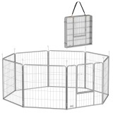 PawHut Țarc pentru Animale de Companie din 8 Panouri, Pliabil și Portabil, 160x160x80 cm, Argintiu | Aosom Romania