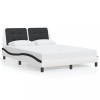 VidaXL Cadru de pat lumini LED, alb/negru, 140x190 cm, piele ecologică
