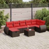 Set canapele de grădină cu perne, 8 piese, maro, poliratan