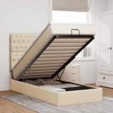 vidaXL Cadru de pat otoman cu saltea crem 90x190cm stofa 3313207