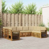 vidaXL Seturi de canapele 9 pcs Natural și Bej Lemn Solid de Acacia 3375493