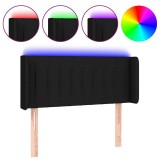 Cumpara ieftin Tablie de pat cu LED, negru, 93x16x78/88 cm, textil