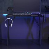 VidaXL Birou de gaming cu picioare &icirc;n formă de Y, negru, 90x60x75 cm
