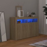 VidaXL Servantă cu lumini LED, stejar Sonoma, 115,5x30x75 cm