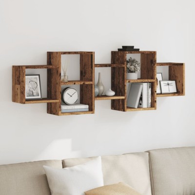 Gossi raft de perete, lemn vechi, 129x18x42 cm, lemn prelucrat foto
