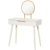 HOMCOM Masă de Toaletă/Machiaj cu Oglindă și 2 Sertare pentru Accesorii, Toaletă de Machiaj din Lemn, 80x40x123 cm, Alb | Aosom Romania