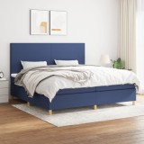 Cumpara ieftin Pat box spring cu saltea, albastru, 200x200 cm, textil