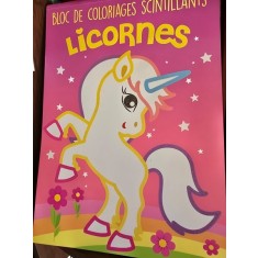 Bloc de coloriages scintillants Licornes (carte de colorat cu unicorni stralucitori - limba franceza)