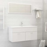 Set mobilier de baie, 2 piese, alb extralucios, PAL