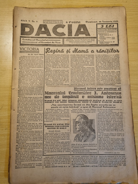 Dacia 10 ianuarie 1943-stiri al 2-lea razboi mondial,articol maresalul antonescu