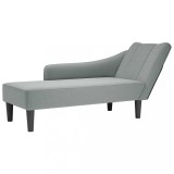 Cumpara ieftin Sezlong cu cotieră dreaptă din material gri deschis