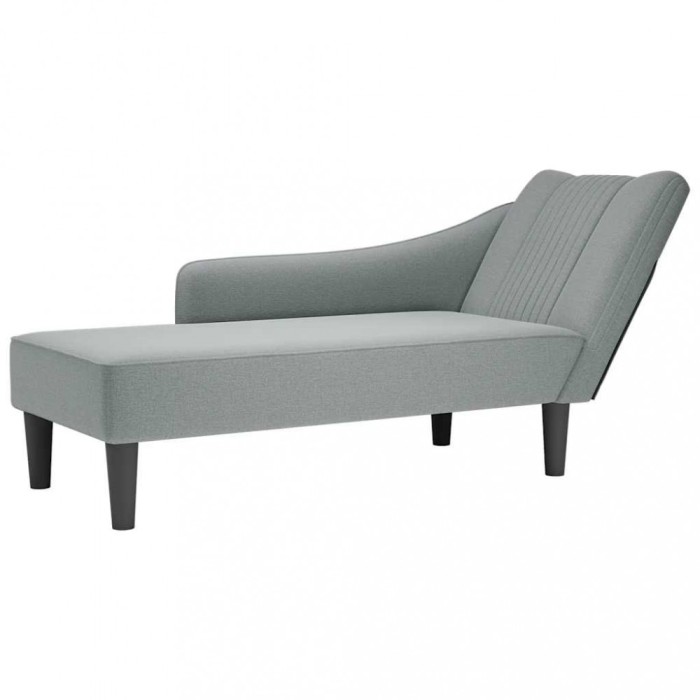 vidaXL Sezlong cu cotieră dreaptă din material gri deschis