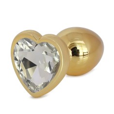 Dildo metalic Rosy Gold White Heart L