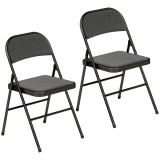 HOMCOM Set de 2 scaune pliante pentru sufragerie, portabile, cadru din oțel dim. 45l x 46P x 78H cm negru | Aosom Romania