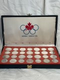 SET COMPLET 24 MONEDE ARGINT 925 - 5$ si 10$ Canada - Olimpiada Montreal 1976 - 1021g. - 14 lei/gr. !