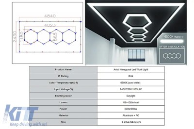 Sistem de Iluminare Plafon Hexagon / HoneyComb 4.03 x 1.18 m Performance AutoTuning foto