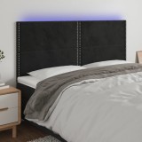 VidaXL Tăblie de pat cu LED, negru, 200x5x118/128 cm, catifea