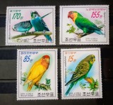 Coreea 2008 păsări Papagali, fauna serie 4v nestampilata Korea 2008