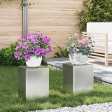 vidaXL Suporturi pentru plante pentru exterior, 2 bucăți, 24 x 24 x 35 cm, din oțel galvanizat.