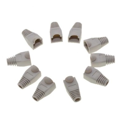 Set 10 bucati manson de protectie pentru mufe internet, RJ 45, gri foto