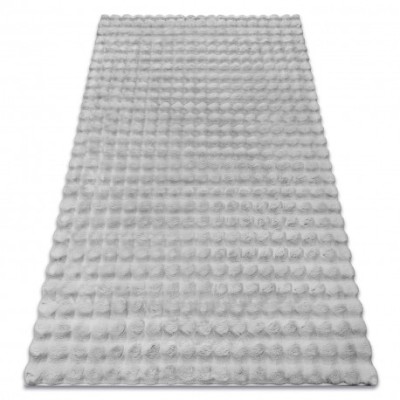 Covor BUBBLE argintiu 21 IMITARE BLANĂ DE IEPURE 3D structural, 140x190 cm foto