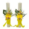 Set lumanari cu arnjament floral pentru cununie nunta personalizabil alb-galben, Eventissimi®
