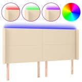 Cumpara ieftin Tablie de pat cu LED, crem, 163x16x118/128 cm, textil