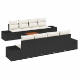 VidaXL Set Canapea de Grădină 7 pcs Negru, alb 55 x 55 x 37 cm