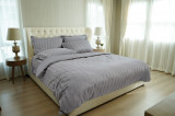Lenjerie de pat, 2 persoane, 100% Bumbac egiptean, 6 piese, 200x220 cm, Grey, Green Future