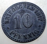2.085 GERMANIA WWI 10 PFENNIG KRIEGSGELD 1917 RESIDENZSTADT CASSEL, Europa, Zinc