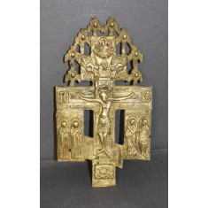 Crucifix ortodox vechi din bronz - lipovenesc - Rusia secol XVIII