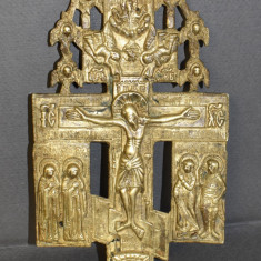 Crucifix ortodox vechi din bronz - lipovenesc - Rusia secol XVIII