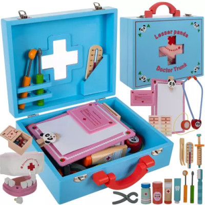 Set Micul Doctor din Lemn, 43 de Piese, Multicolor, 25 x 20 x 8.5 cm foto