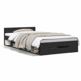Cadru de pat cu sertar, negru, 100x200 cm, lemn prelucrat GartenMobel Dekor, vidaXL