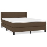 Cumpara ieftin Pat continental cu saltea, maro inchis, 140x200 cm, textil
