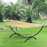 Hamac cu Cadru Metalic Bej [casa.pro] 210x150cm, Sarcina Max 200kg, Cadru Negru 290x90x100cm, Interior/Exterior, HausGarden Leisure