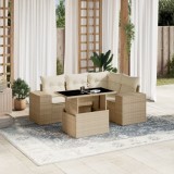 VidaXL Set canapele de grădină cu perne, 5 piese, bej, poliratan 3269138