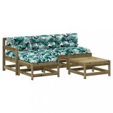 Set mobilier de gradina cu perne, 5 piese, lemn de pin tratat